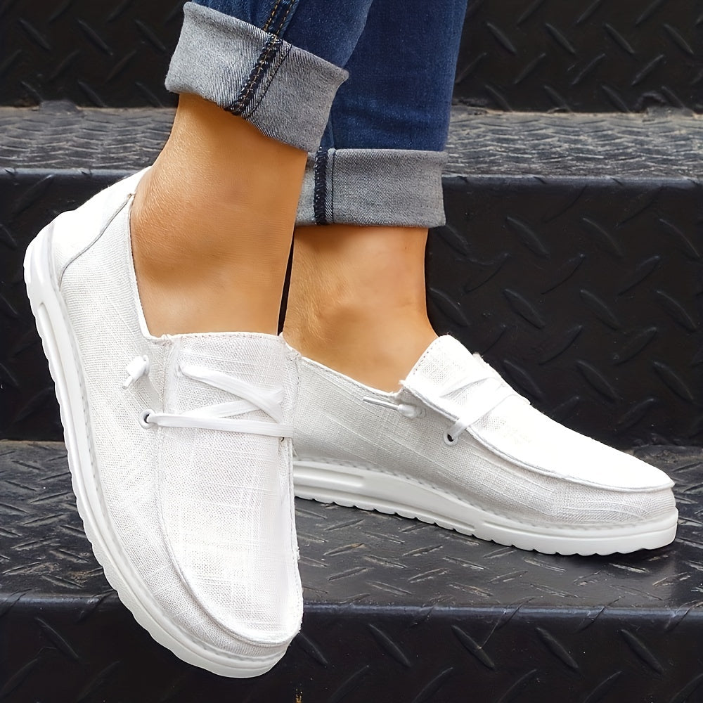 Casual Flat Canvas Shoes, Lace Up Low Top Walking Flats