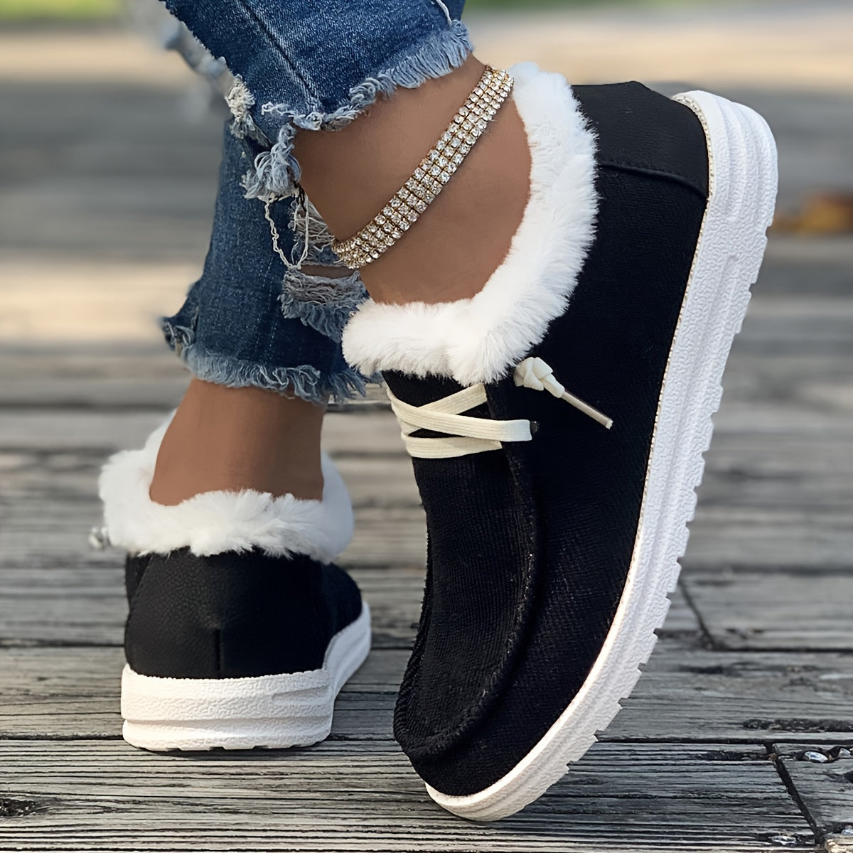Simple Canvas Shoes, Casual Plush Lined Low Top Sneakers